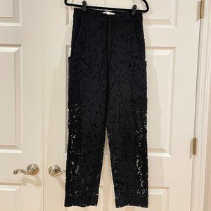 Zara Lace Trousers Black - Size Small